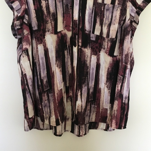 Simply Vera Vera Wang Essential Popover Top Blouse Plus Sz 3X Purple Abstract - Picture 8 of 16